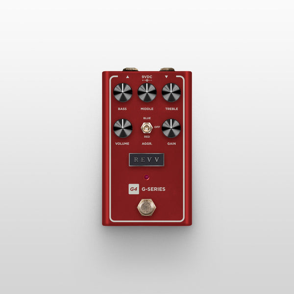 Revv Amps G4 Distortion Pedal in red.